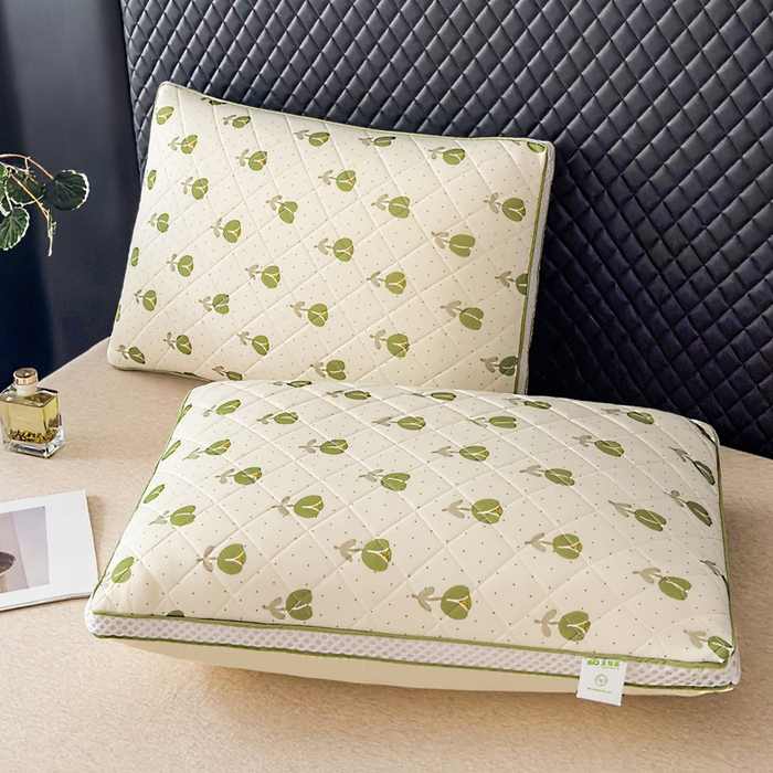 91家纺网 家纺一手货源 找家纺 蝶飞舞 2025新款小清新乳胶冰丝枕头枕芯清凉舒爽枕立体冰丝乳胶枕靓黄 果绿/1000g 48*74cm