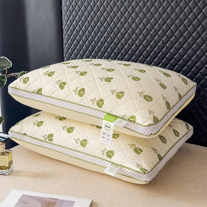 91家纺网 家纺一手货源 找家纺 蝶飞舞 2025新款小清新乳胶冰丝枕头枕芯清凉舒爽枕立体冰丝乳胶枕靓黄 果绿/1000g 48*74cm