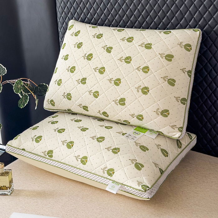 蝶飞舞 2025新款小清新乳胶冰丝枕头枕芯清凉舒爽枕立体冰丝乳胶枕靓黄 果绿/1000g 48*74cm