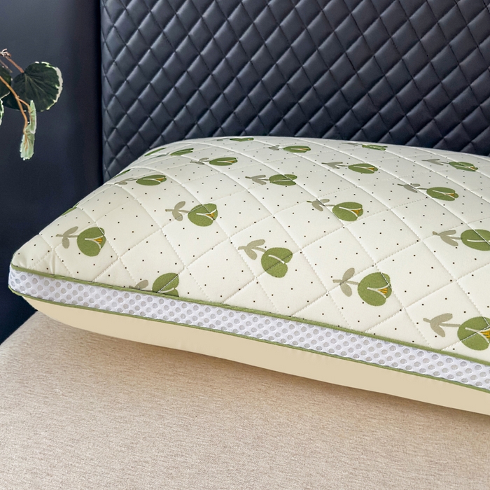 91家纺网 家纺一手货源 找家纺 蝶飞舞 2025新款小清新乳胶冰丝枕头枕芯清凉舒爽枕立体冰丝乳胶枕靓黄 果绿/1000g 48*74cm