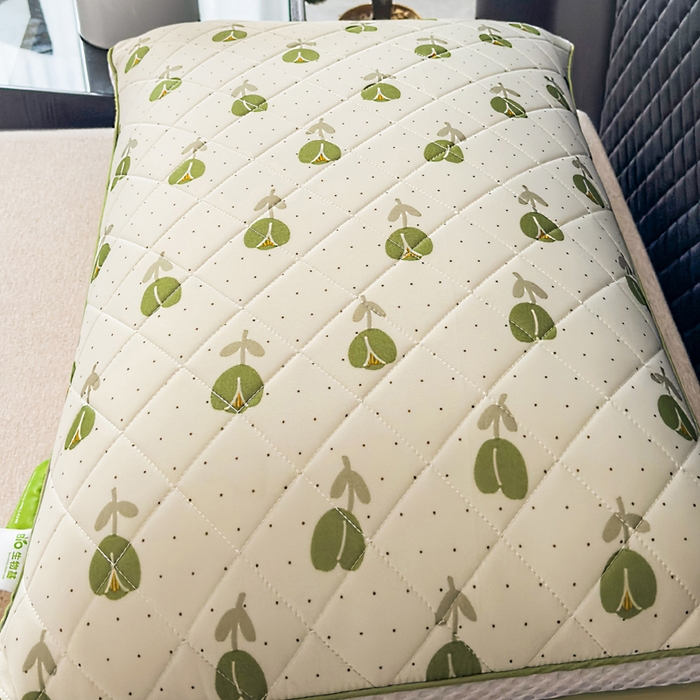 91家纺网 家纺一手货源 找家纺 蝶飞舞 2025新款小清新乳胶冰丝枕头枕芯清凉舒爽枕立体冰丝乳胶枕靓黄 果绿/900g 48*74cm