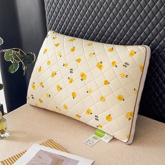 91家纺网 家纺一手货源 找家纺 蝶飞舞 2025新款小清新乳胶冰丝枕头枕芯清凉舒爽枕立体冰丝乳胶枕靓黄 靓黄/900g 48*74cm