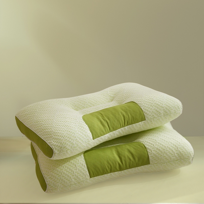 91家纺网 家纺一手货源 找家纺 蝶飞舞 2025新款针织棉竹炭抑菌护颈枕牵引枕枕头枕芯 竹绿色 48*74cm/800g