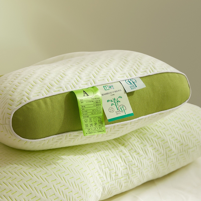 91家纺网 家纺一手货源 找家纺 蝶飞舞 2025新款针织棉竹炭抑菌护颈枕牵引枕枕头枕芯 竹绿色 48*74cm/900g