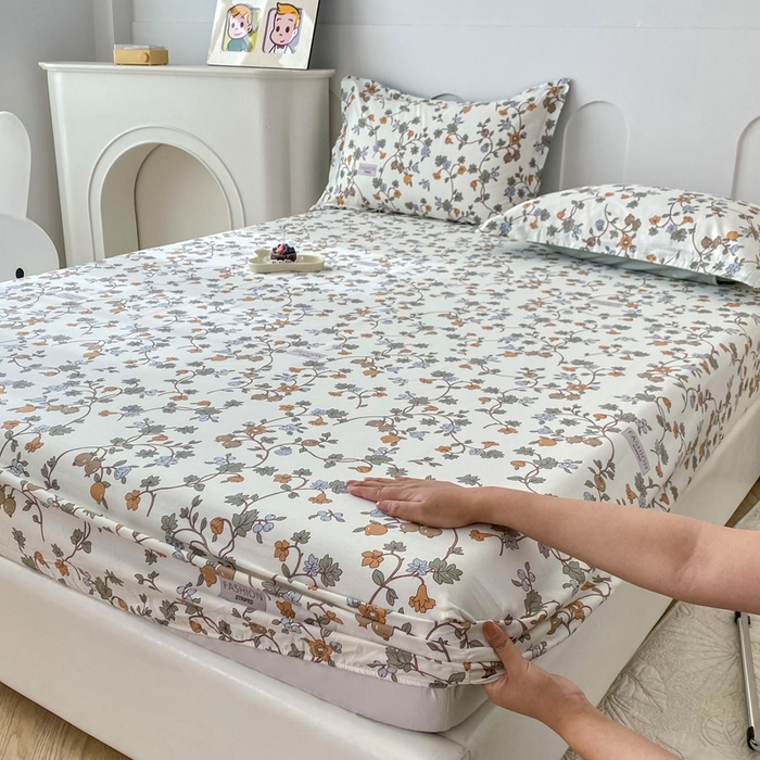 小叮当家纺仓储工厂店 （爆款花型 长期款 不断货）2025年新款条纹卡通花卉纯棉全棉床笠三件套 花千骨