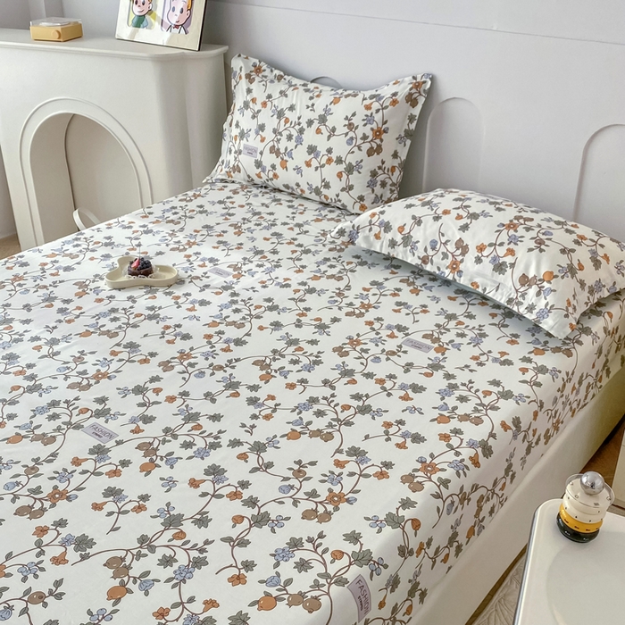 91家纺网 家纺一手货源 找家纺 小叮当家纺仓储工厂店 （爆款花型 长期款 不断货）2025年新款条纹卡通花卉纯棉全棉床笠三件套 花千骨