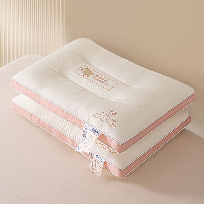 91家纺网 家纺一手货源 找家纺 蝶飞舞 2025新款羊绒蛋白枕头枕芯直播专供立体刺绣护颈枕芯 驼绒蛋白粉1000g 48*74cm