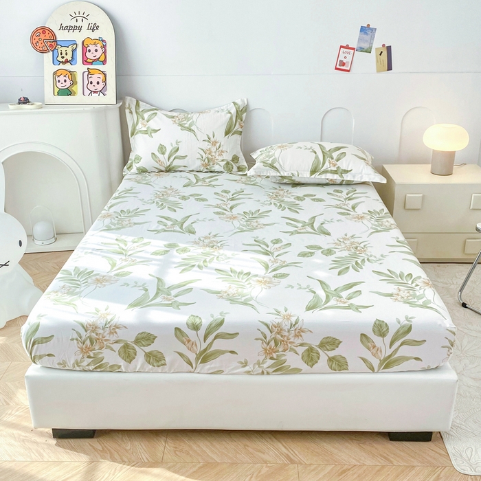 91家纺网 家纺一手货源 找家纺 小叮当家纺仓储工厂店 （爆款花型 长期款 不断货）2025年新款条纹卡通花卉纯棉全棉床笠三件套 羽飞舞