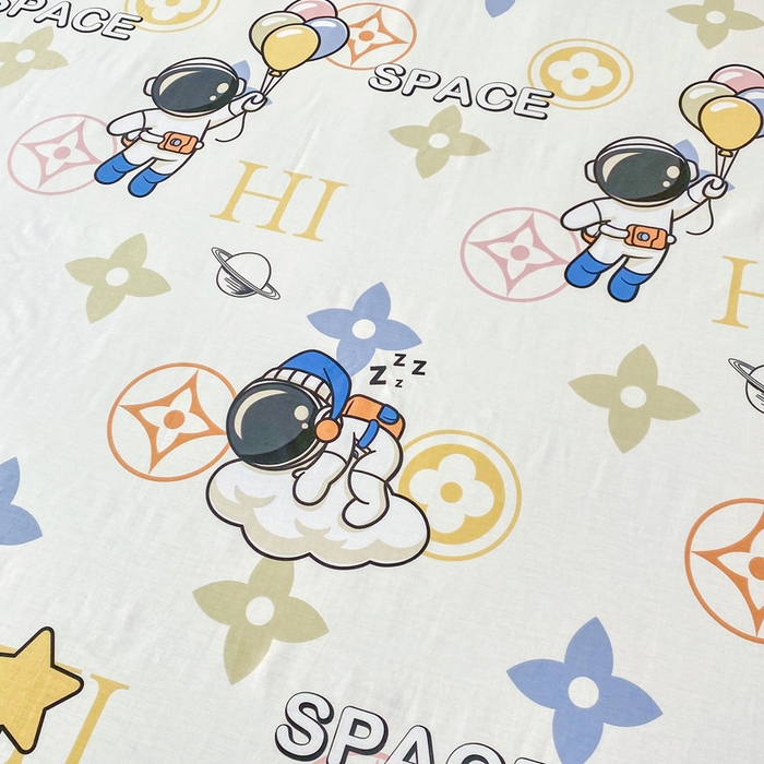 91家纺网 家纺一手货源 找家纺 小叮当家纺仓储工厂店 （爆款花型 长期款 不断货）2025年新款小清新印花条纹卡通花卉纯棉全棉单品系列--单被套 宇宙幻想