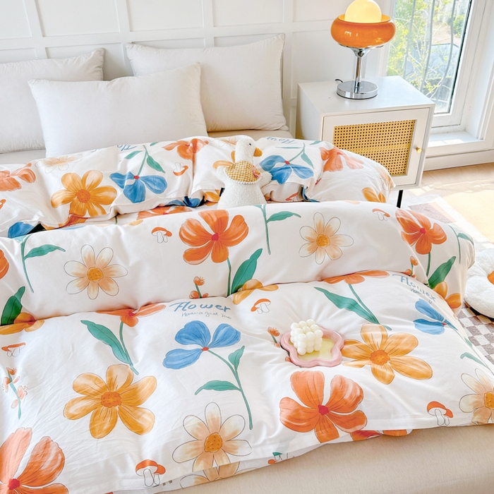 91家纺网 家纺一手货源 找家纺 小叮当家纺仓储工厂店 （爆款花型 长期款 不断货）2025年新款小清新印花条纹卡通花卉纯棉全棉单品系列--单被套 芙蓉出水AA