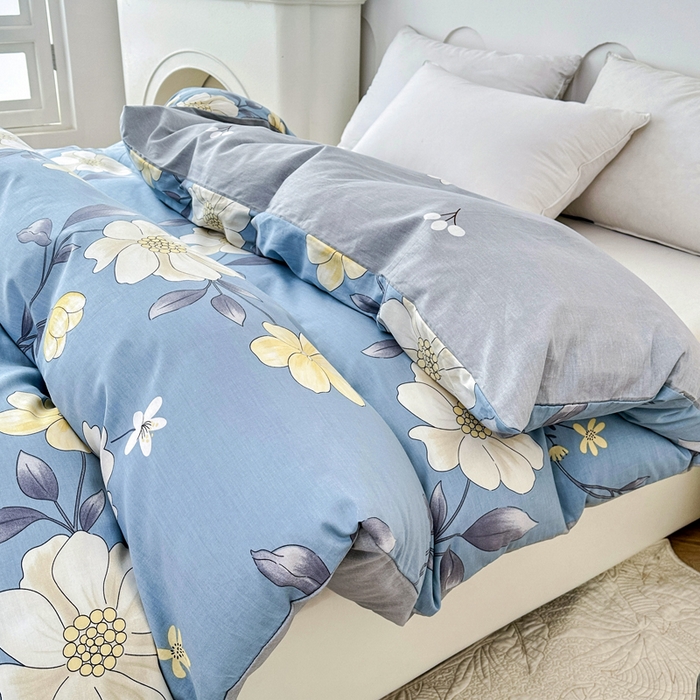 小叮当家纺仓储工厂店 （爆款花型 长期款 不断货）2025年新款小清新印花条纹卡通花卉纯棉全棉单品系列--单被套 国色添香