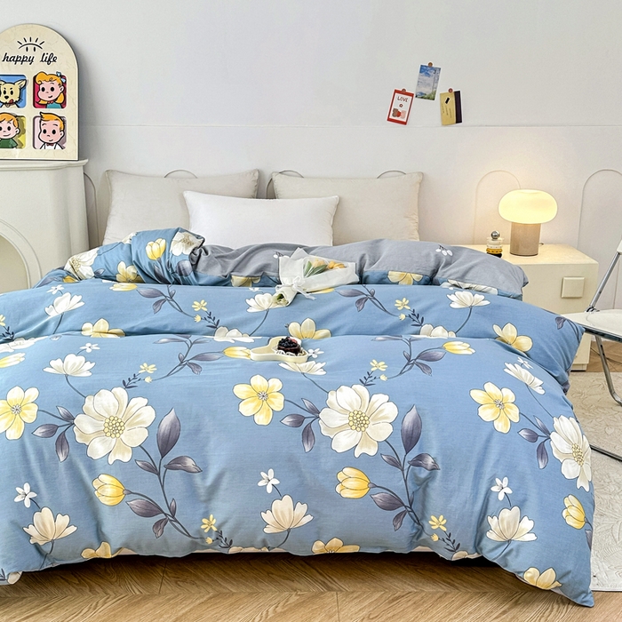 91家纺网 家纺一手货源 找家纺 小叮当家纺仓储工厂店 （爆款花型 长期款 不断货）2025年新款小清新印花条纹卡通花卉纯棉全棉单品系列--单被套 国色添香