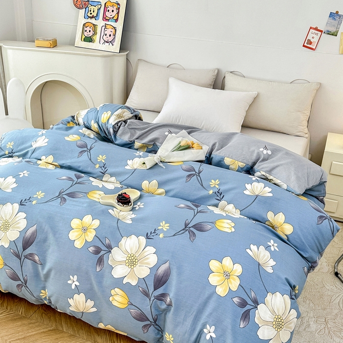 91家纺网 家纺一手货源 找家纺 小叮当家纺仓储工厂店 （爆款花型 长期款 不断货）2025年新款小清新印花条纹卡通花卉纯棉全棉单品系列--单被套 国色添香