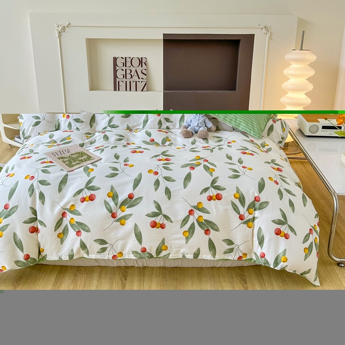 91家纺网 家纺一手货源 找家纺 小叮当家纺仓储工厂店 （爆款花型 长期款 不断货）2025年新款小清新印花条纹卡通花卉纯棉全棉单品系列--单被套 花果