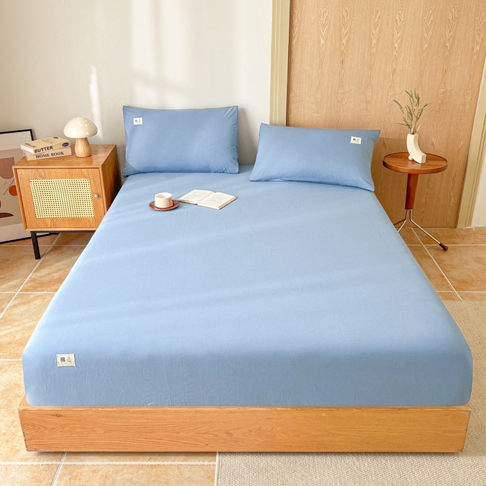 91家纺网 家纺一手货源 找家纺 （总）暖芯优选 2025新款40S13376纯色全棉水洗棉单品系列床笠单件-单床笠