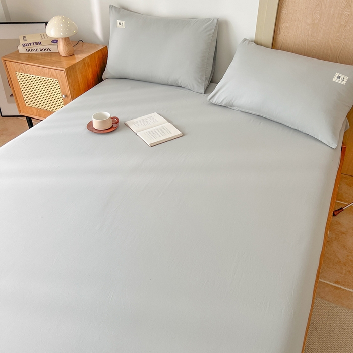 91家纺网 家纺一手货源 找家纺 暖芯优选 2025新款40S13376纯色全棉水洗棉单品系列床笠单件-单床笠 浅灰