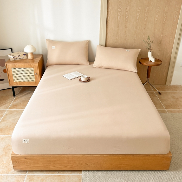 91家纺网 家纺一手货源 找家纺 （总）暖芯优选 2025新款40S13376纯色全棉水洗棉单品系列床笠单件-单床笠