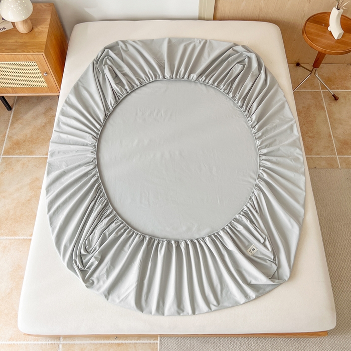 91家纺网 家纺一手货源 找家纺 暖芯优选 2025新款40S13376纯色全棉水洗棉单品系列床笠单件-单床笠 浅灰