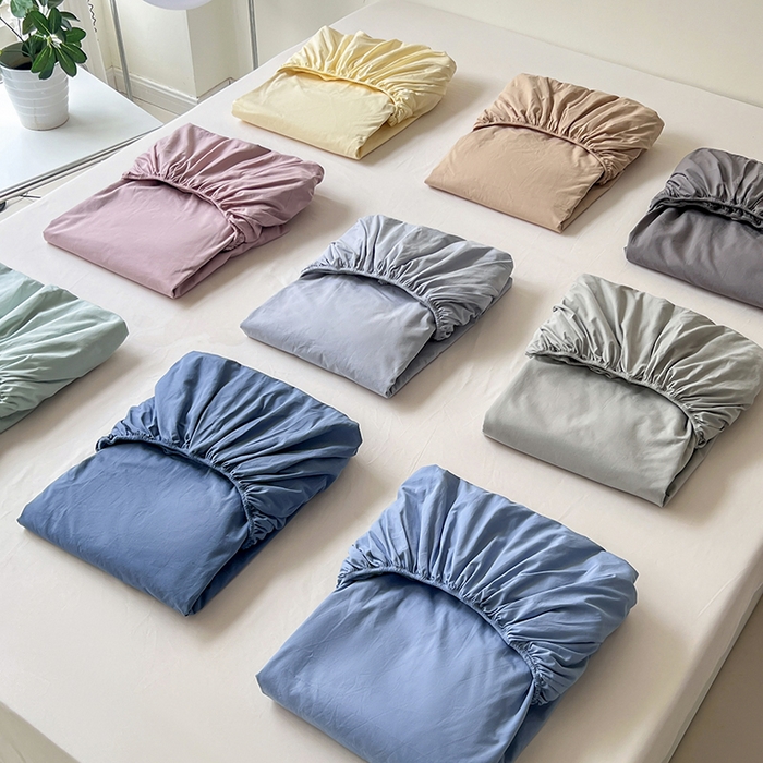 91家纺网 家纺一手货源 找家纺 （总）暖芯优选 2025新款40S13376纯色全棉水洗棉单品系列床笠单件-单床笠