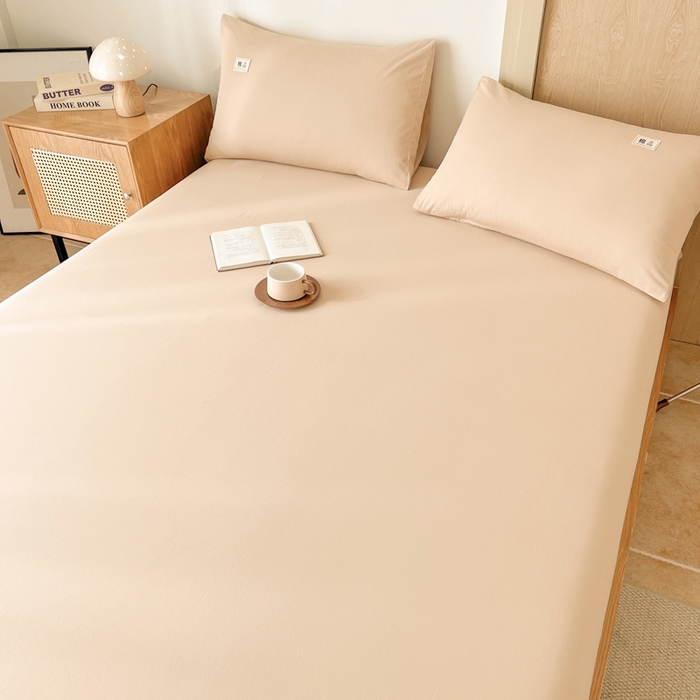 91家纺网 家纺一手货源 找家纺 暖芯优选 2025新款40S13376纯色全棉水洗棉单品系列床笠单件-单床笠 卡其