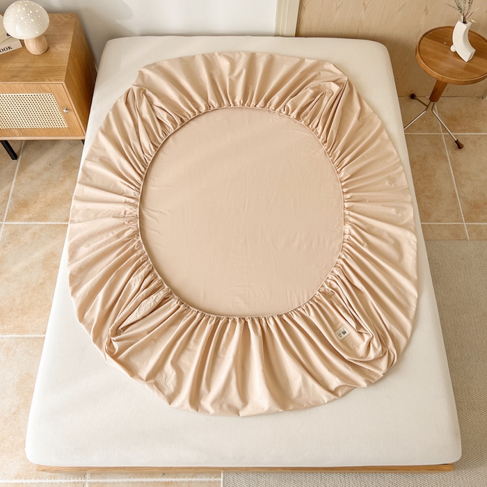 91家纺网 家纺一手货源 找家纺 暖芯优选 2025新款40S13376纯色全棉水洗棉单品系列床笠单件-单床笠 卡其