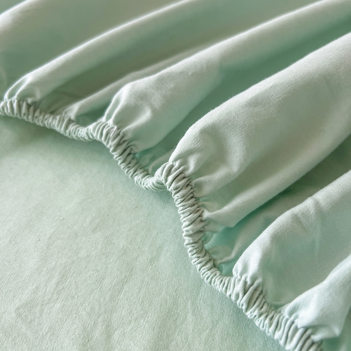 91家纺网 家纺一手货源 找家纺 暖芯优选 2025新款40S13376纯色全棉水洗棉单品系列床笠单件-单床笠 浅绿