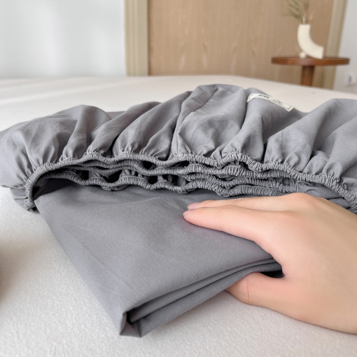 91家纺网 家纺一手货源 找家纺 暖芯优选 2025新款40S13376纯色全棉水洗棉单品系列床笠单件-单床笠 深灰
