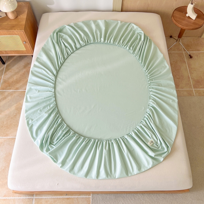 91家纺网 家纺一手货源 找家纺 暖芯优选 2025新款40S13376纯色全棉水洗棉单品系列床笠单件-单床笠 浅绿