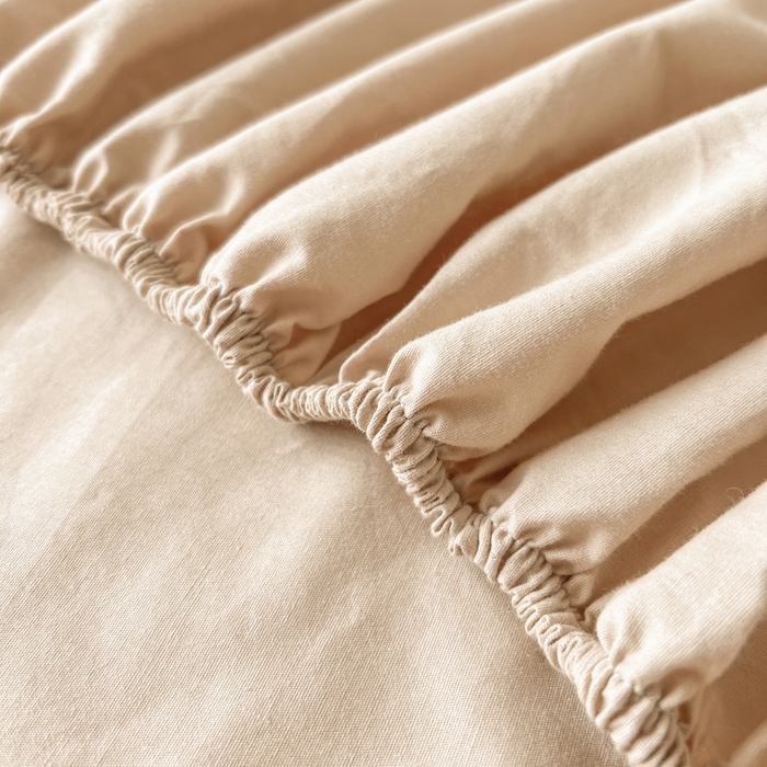 91家纺网 家纺一手货源 找家纺 暖芯优选 2025新款40S13376纯色全棉水洗棉单品系列床笠单件-单床笠 卡其
