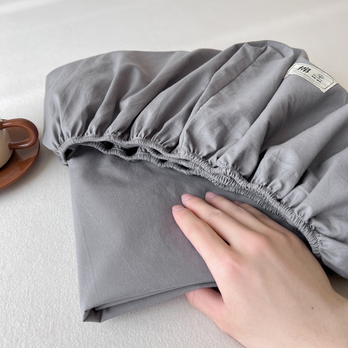91家纺网 家纺一手货源 找家纺 暖芯优选 2025新款40S13376纯色全棉水洗棉单品系列床笠单件-单床笠 深灰