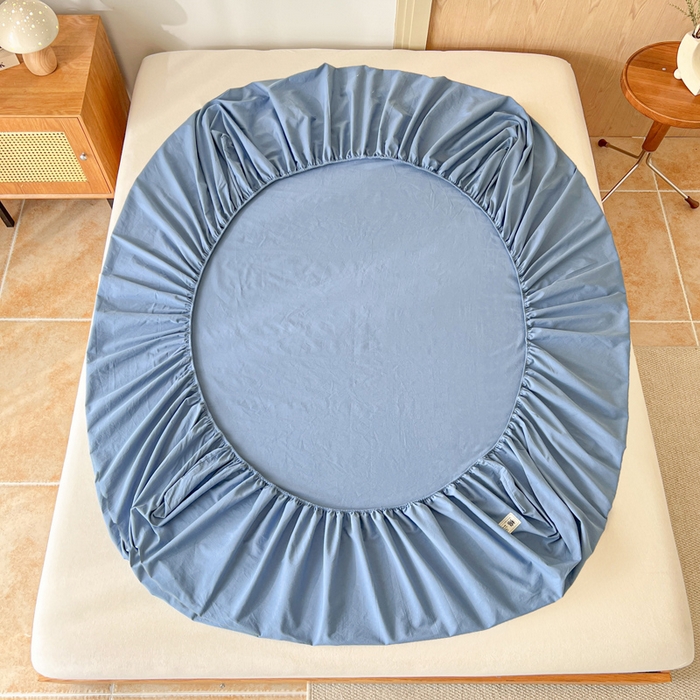 91家纺网 家纺一手货源 找家纺 暖芯优选 2025新款40S13376纯色全棉水洗棉单品系列床笠单件-单床笠 深蓝