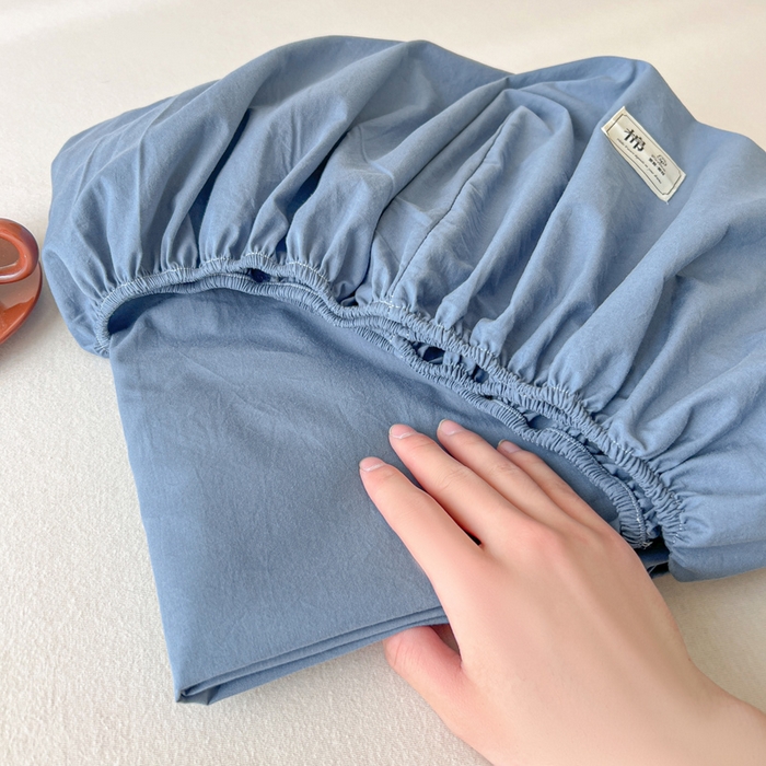 91家纺网 家纺一手货源 找家纺 暖芯优选 2025新款40S13376纯色全棉水洗棉单品系列床笠单件-单床笠 深蓝