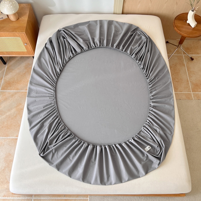 91家纺网 家纺一手货源 找家纺 暖芯优选 2025新款40S13376纯色全棉水洗棉单品系列床笠单件-单床笠 深灰