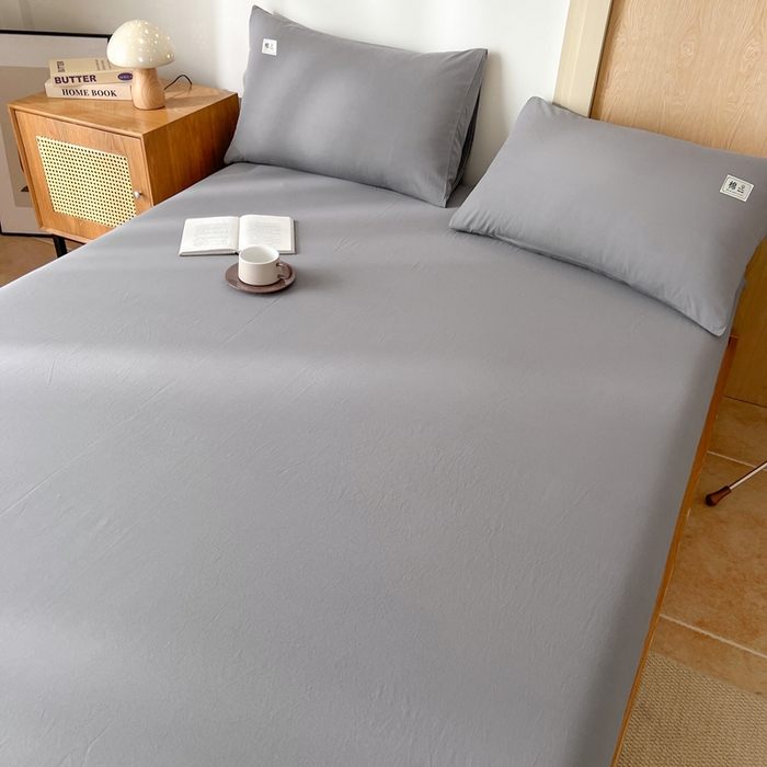 91家纺网 家纺一手货源 找家纺 暖芯优选 2025新款40S13376纯色全棉水洗棉单品系列床笠单件-单床笠 深灰