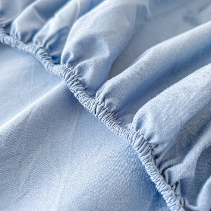 91家纺网 家纺一手货源 找家纺 暖芯优选 2025新款40S13376纯色全棉水洗棉单品系列床笠单件-单床笠 天蓝
