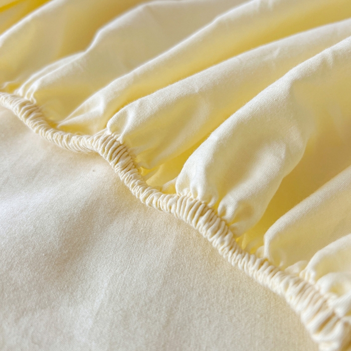 91家纺网 家纺一手货源 找家纺 暖芯优选 2025新款40S13376纯色全棉水洗棉单品系列床笠单件-单床笠 奶油黄