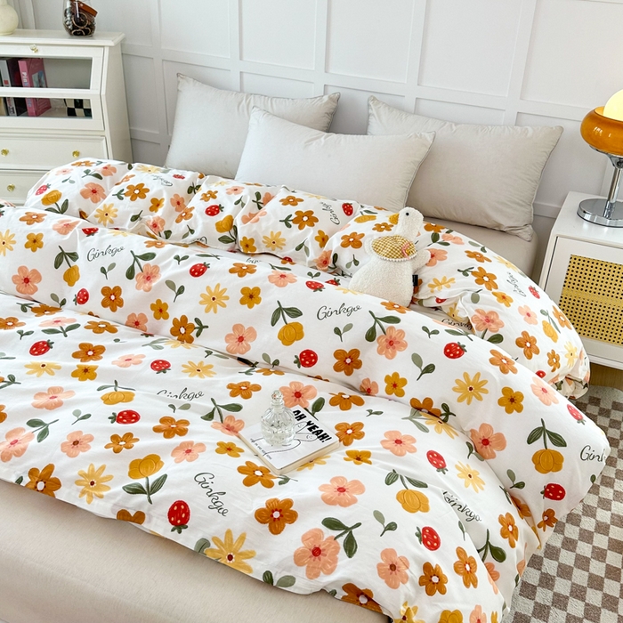 91家纺网 家纺一手货源 找家纺 小叮当家纺仓储工厂店 （爆款花型 长期款 不断货）2025年新款小清新印花条纹卡通花卉纯棉全棉单品系列--单被套 花期AA