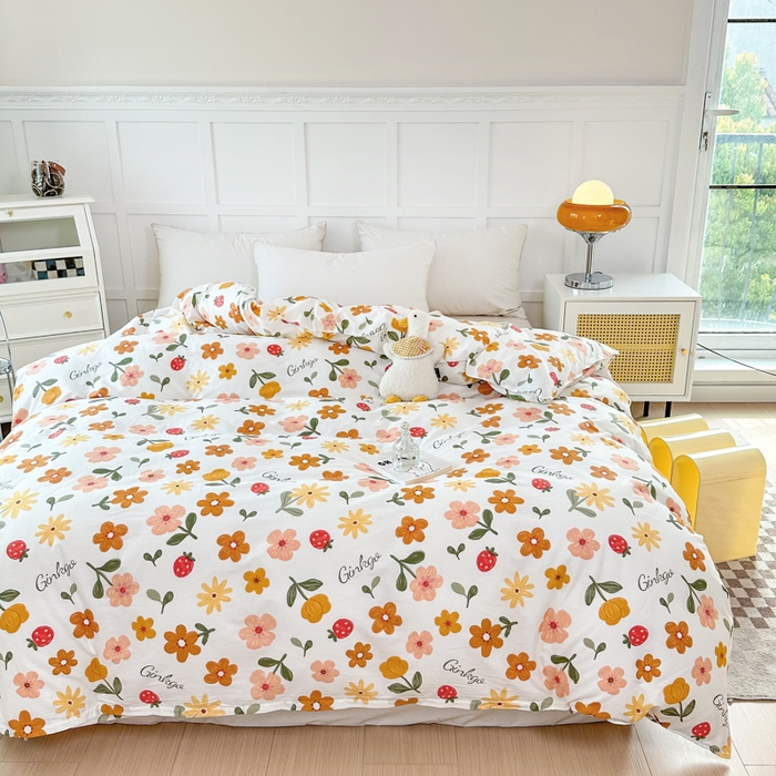 91家纺网 家纺一手货源 找家纺 小叮当家纺仓储工厂店 （爆款花型 长期款 不断货）2025年新款小清新印花条纹卡通花卉纯棉全棉单品系列--单被套 花期AA