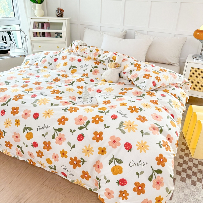 91家纺网 家纺一手货源 找家纺 小叮当家纺仓储工厂店 （爆款花型 长期款 不断货）2025年新款小清新印花条纹卡通花卉纯棉全棉单品系列--单被套 花期AA