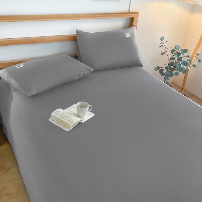 91家纺网 家纺一手货源 找家纺 暖芯优选 2025新款40S13376纯色全棉水洗棉单品系列床单单件-单床单 深灰