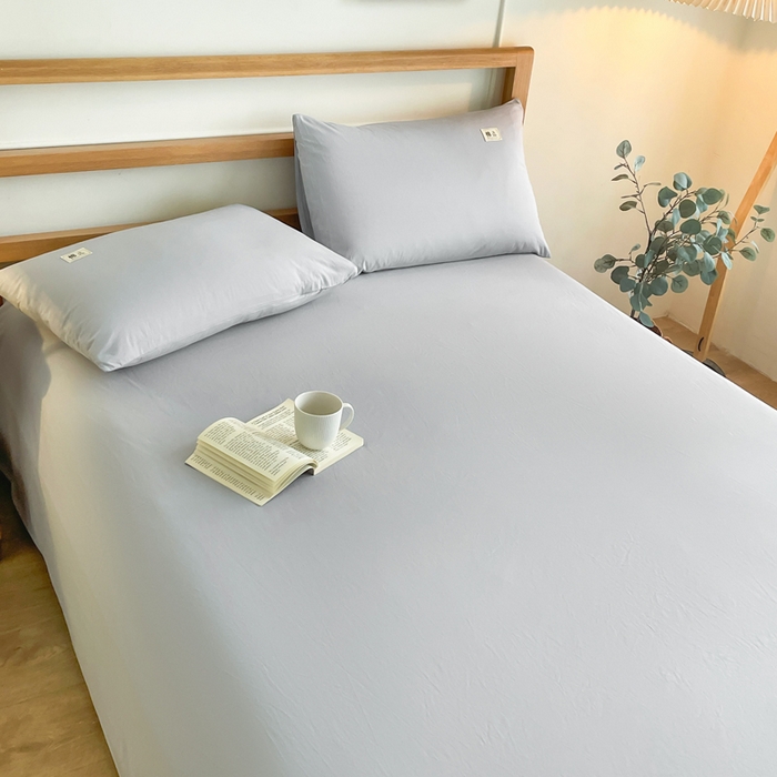 91家纺网 家纺一手货源 找家纺 暖芯优选 2025新款40S13376纯色全棉水洗棉单品系列床单单件-单床单 浅灰