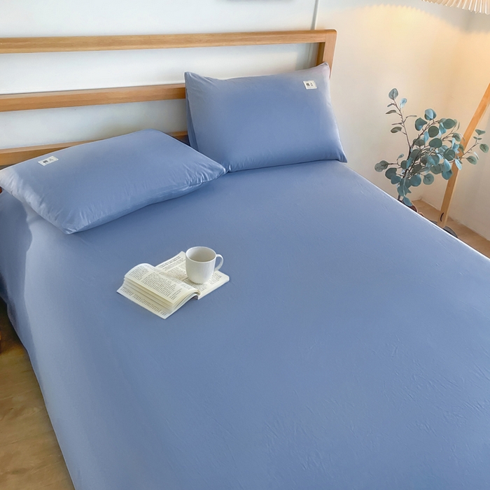 91家纺网 家纺一手货源 找家纺 暖芯优选 2025新款40S13376纯色全棉水洗棉单品系列床单单件-单床单 深蓝