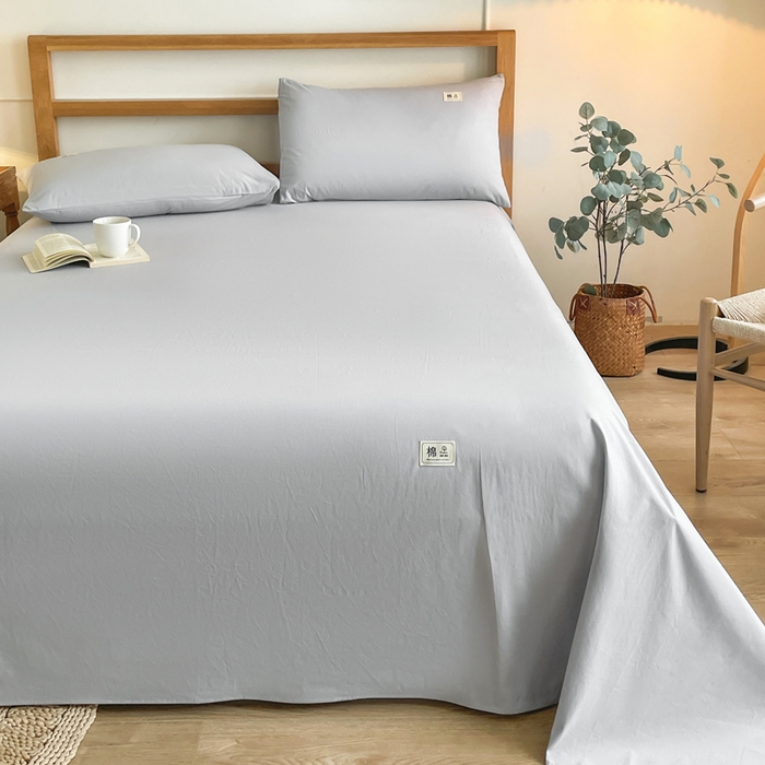 91家纺网 家纺一手货源 找家纺 暖芯优选 2025新款40S13376纯色全棉水洗棉单品系列床单单件-单床单 浅灰