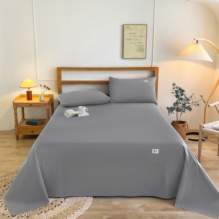 暖芯优选 2025新款40S13376纯色全棉水洗棉单品系列床单单件-单床单 深灰