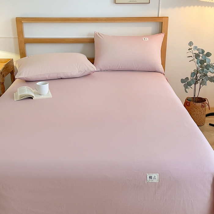 91家纺网 家纺一手货源 找家纺 暖芯优选 2025新款40S13376纯色全棉水洗棉单品系列床单单件-单床单 豆沙