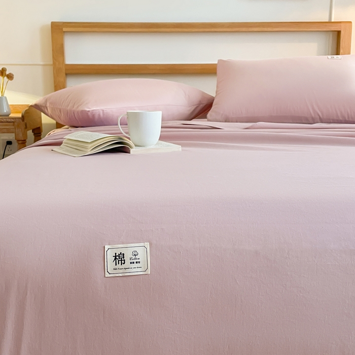91家纺网 家纺一手货源 找家纺 暖芯优选 2025新款40S13376纯色全棉水洗棉单品系列床单单件-单床单 豆沙