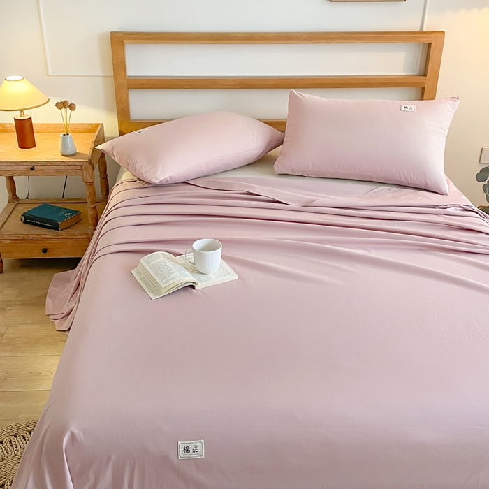 91家纺网 家纺一手货源 找家纺 暖芯优选 2025新款40S13376纯色全棉水洗棉单品系列床单单件-单床单 豆沙