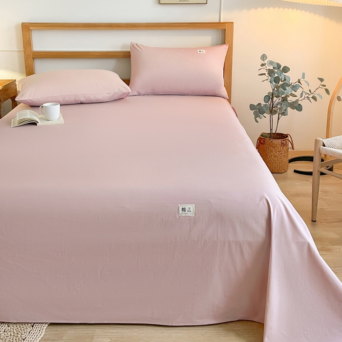 91家纺网 家纺一手货源 找家纺 暖芯优选 2025新款40S13376纯色全棉水洗棉单品系列床单单件-单床单 豆沙