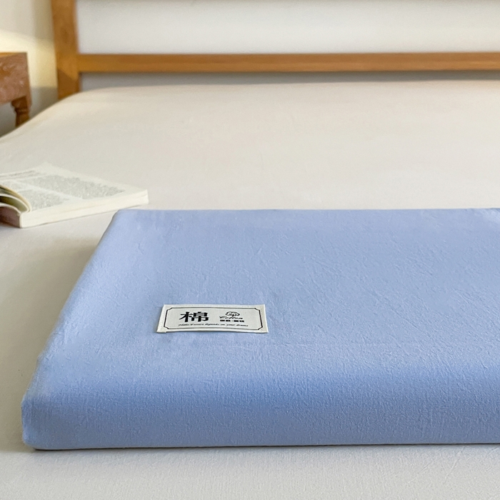 91家纺网 家纺一手货源 找家纺 暖芯优选 2025新款40S13376纯色全棉水洗棉单品系列床单单件-单床单 天蓝