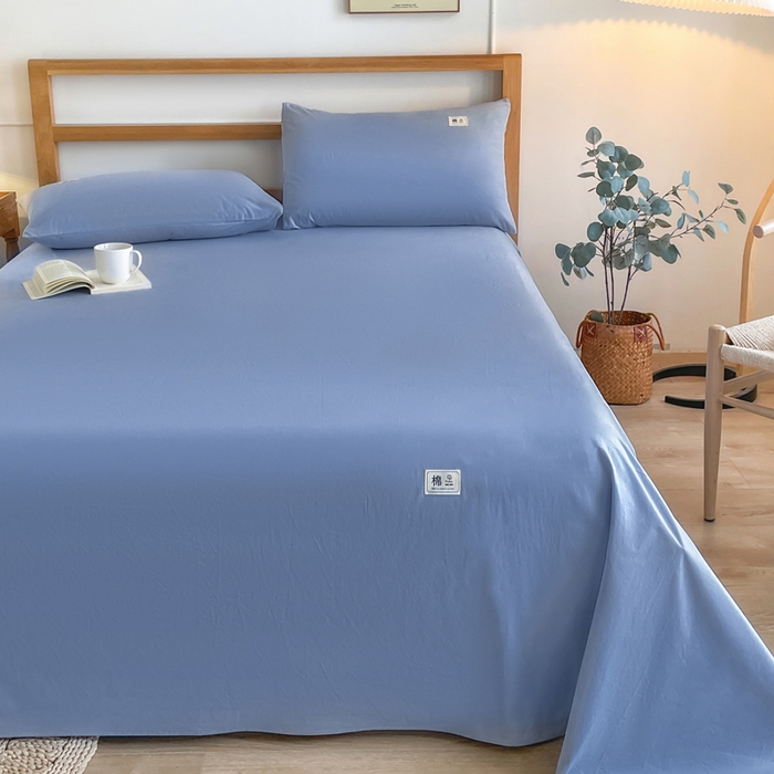 91家纺网 家纺一手货源 找家纺 暖芯优选 2025新款40S13376纯色全棉水洗棉单品系列床单单件-单床单 深蓝